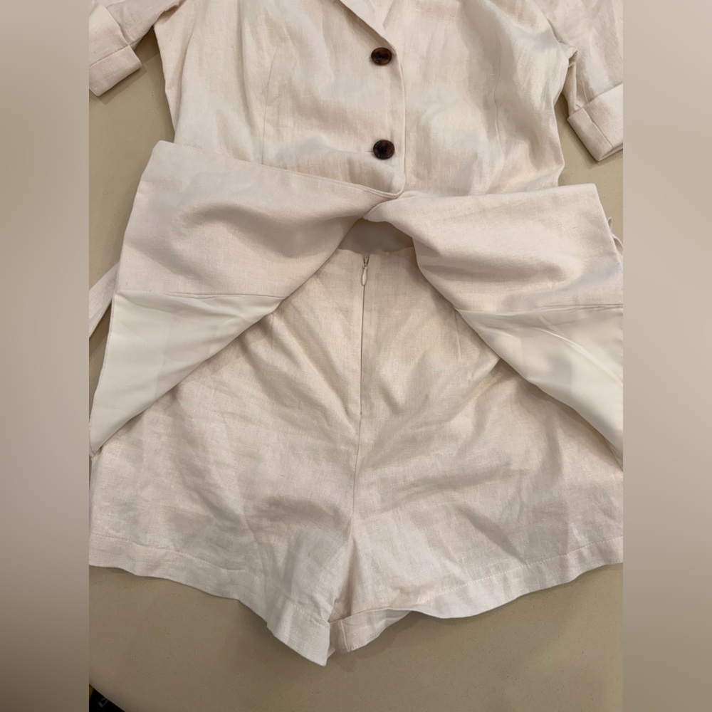 Donna Morgan White Tailored Linen Jumpsuit - Picture 7 of 8